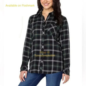 Well Worn Womens Flannel Shirt, Evergreen XXL